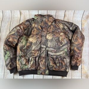 Mens Cabelas Advantage Timber Camo Hunting Bomber Jacket Coat XL
